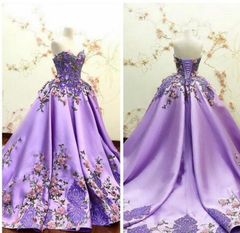 Beautiful Sweetheart 3D Flowers Adorned Prom Dresses, Embroidery Satin Lace Appliques Bandage Formal Special Occasion Evening Party Gowns