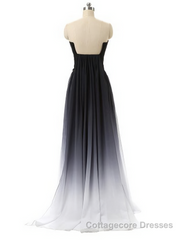 Hot Sales Navy Blue Ombre Gradient Chiffon Long Black Belt Ombre Black Gradient Custom Made Cheap Women Prom Dresses