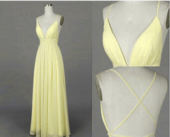 beautiful light yellow cross back long chiffon prom Dresses party Dresses evening Dresses