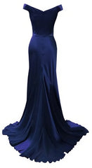 Navy Blue Prom Dresses, Mermaid Prom Dress, Satin Prom Dress, V Neckline Prom Dresses, 2024 Formal Gown Sexy Evening Gowns 2024 Party Dress, Mermaid Prom Gown For Teens