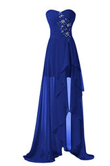 High Low Prom Dresses, Evening Gowns Modest Formal Dresses, New Fashion Blue Evening Gown High Low Evening Dresses, Long Evening Gowns