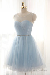 Tulle Short Charming Short Light Blue Cute Prom Dresses