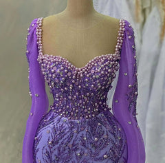 Purple evening dresses for women glittering ball gowns