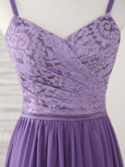 Purple Lace Chiffon Long Prom Dress Purple Bridesmaid Dress