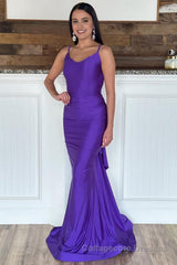 Purple Mermaid Long Prom Dress with Ruffles