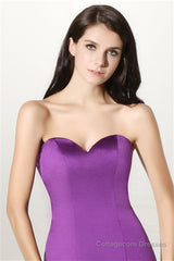 Purple Mermaid Satin Sweetheart Backless Prom Dresses