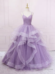 Purple sweetheart neck tulle long prom dress purple tulle forma gown