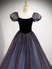 Purple Tulle Long Prom Dresses, Purple Formal Graduation Dresses