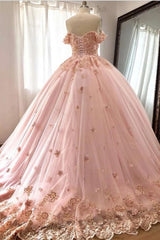 Quince Dresses Pink Ball Gowns Off the Shoulder Wedding Dress