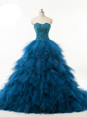 Quinceanera Dresses Ball Gown Ruffles Organza Crystals Wedding Dresses