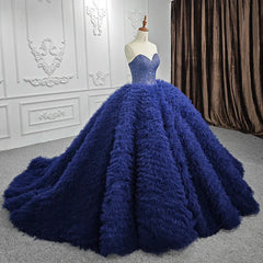 Quinceanera Dresses Classic Dark Navy Strapless Quinceanera Dresses Sleeveless Sweetheart Beading Ball Gown