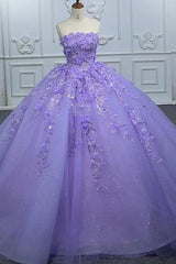 Quinceanera Dress Elegant Party Princess Dress Pearls Strapless Evening Gown Appliques Ball Gown