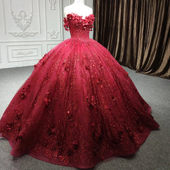 Quinceanera Dresses Exquisite Red Pearls Sleeveless Quinceanera Dresses 3D Appliques Party Dresses