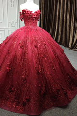 Quinceanera Dresses Exquisite Red Pearls Sleeveless Quinceanera Dresses 3D Appliques Party Dresses