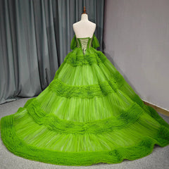 Quinceanera Dresses Green Exquisite A Line Off-the-Shoulder Ball Gown