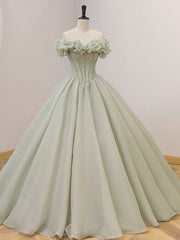 Quinceanera Dresses Green Long Prom Dresses Green Tulle Formal Sweet Dresses with Beading