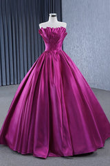 Quinceanera Dresses Novelty A Line Satin Strapless Ball Gown Evening Dresses for Women