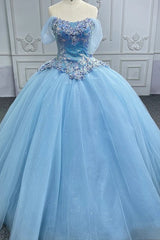 Quinceanera Dresses Princess Cap sleeve Ball Gown Sequins Square Collar Evening Party Dresses