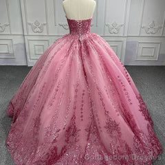 Quinceanera Dress Romantic Court Train Ball Gown Strapless Pleated