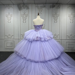 Quinceanera Dress  Strapless Ball Gown Crystal  Lavender