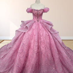 Quinceanera Dresses With Sequins Off the Shoulder Chapel Train