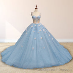 Quinceanera Dresses Spaghetti Straps Beading with 3D Butterfly Appliques