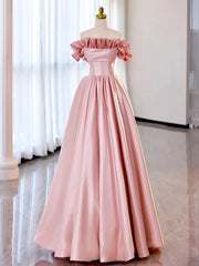 Red Pink Satin Long Prom Dresses, Red Pink Satin Long Formal Evening Dresses