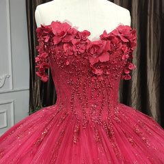 Red Quinceanera Dresses Ball Gown Sequined Flowers