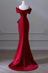 Red Satin Sweetheart Straps Long Formal Dresses Red Long Prom Dresses