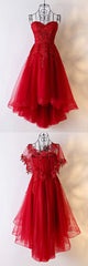 Red Sweetheart Tulle High Low Homecoming Dresses , Red Party Dresses