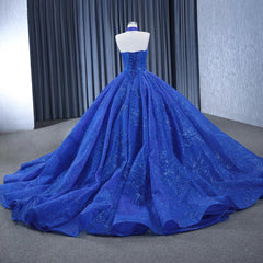 Royal Blue Ball Gown Halter Sleeveless Quinceanera Dresses