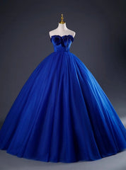 Royal Blue Tulle Velvet Sweetheart Beading Quinceanera Dresses