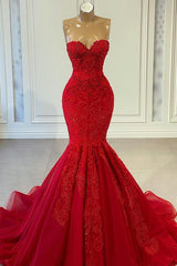 Ruby Sleeveless Mermaid Prom Gown Adorned with Beadwork