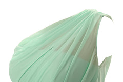 Simple A-Line Chiffon Ruched Mint Green Long Bridesmaid Dress