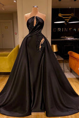 Sexy Ball Gown Strapless Black Prom Dresses Long Beaded