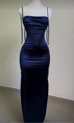 Sexy Straps Backless Prom Dresses Length-Floor Evening Dresses