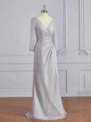 Sheath/Column V-neck Floor-Length 30D Chiffon Mother of the Bride Dresses With Beading