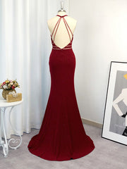 Sheath Halter Beading Sweep Train Dress