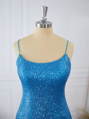 Sheath Spaghetti Straps Sequin Short/Mini Dress