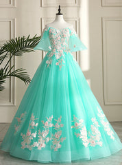 Shop For The Perfect Blue Ball Gown Tulle Appliques Off the Shoulder Appliques Quinceanera Dresses