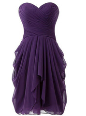 Short Knee Length Sweetheart Chiffon Pleats Bridesmaid Dresses