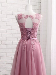 Short Pink Lace Prom Dresses, Short Pink Lace Graduation Homecoming Dresses