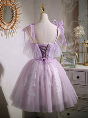 Short Purple Lace Prom Dresses, Short Purple Lace Formal Homecoming Dresses