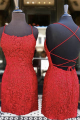 Short Red Lace Prom Homecoming Dresses,gala Dresses short,mini prom Dresses