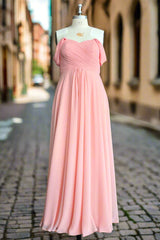 Simple Long A-line Chiffon Sweetheart Chiffon Bridesmaid Dresses