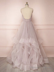 Simple Lotus root starch tulle long prom dress, tulle evening dress