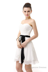 Simple Pleated White Homecoming Dresses