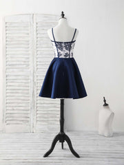 Simple Sweetheart Dark Blue Short Prom Dress Blue Homecoming Dress