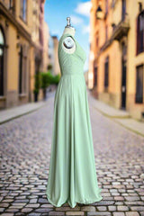 Simple V-Neck Chiffon A-line Floor-Length Long Bridesmaid Dresses