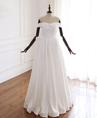 Simple White Off Shoulder Long Prom Dress White Evening Dress